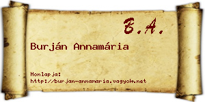Burján Annamária névjegykártya